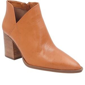 UNWORN Arezzo Cora Stacked Heel Ankle Booties Seiva Brown Leather, SZ 7B